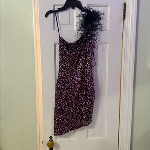 Sequin One-Shoulder Mini Dress